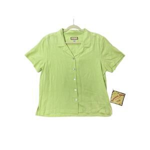 NEW Jamaica Bay‎ Lime Green Silk Blend Hawaiian Shirt Size Large Aloha Resort